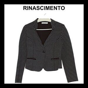 RINASCIMENTO Black and gray stripe one button blazer jacket